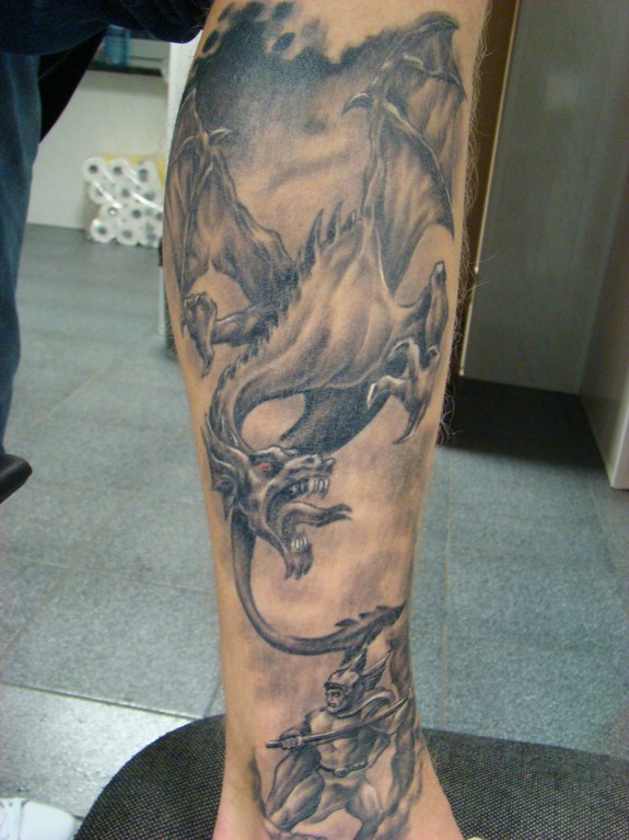 Fantasy Dragon/Viking tattoo by Daniel TattooNOW